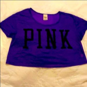 Pink brand, purple mesh crop top size Medium